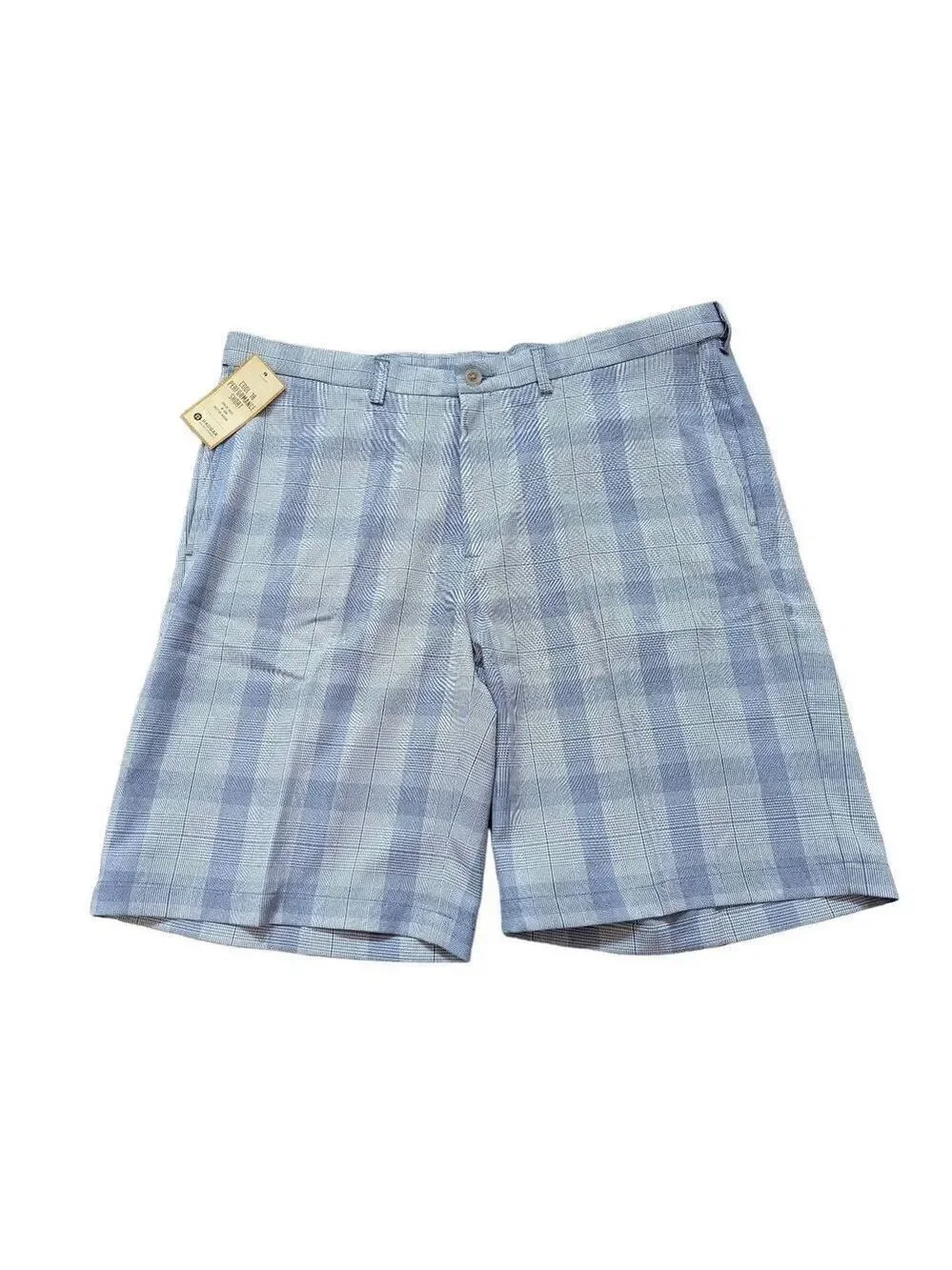 Haggar Men's Blue White Classic-Fit Plaid Cool 18 Performance Shorts Size 40 NWT